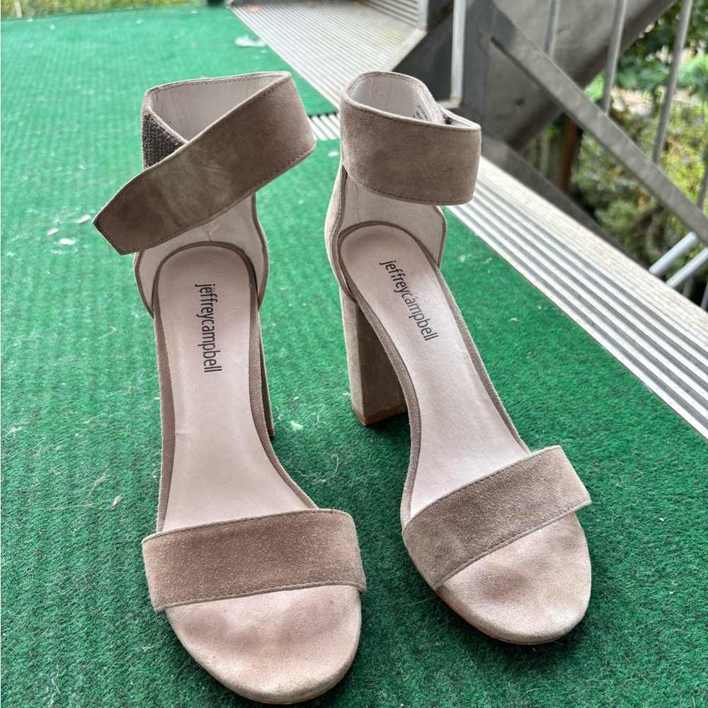 Jeffrey Campbell Taupe Suede Block Heels